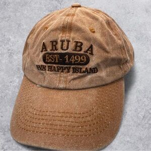 ARUBA “One Happy Island” Distressed Cap EST. 1499 Adjustable Hat Souvenir